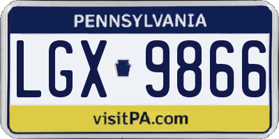 PA license plate LGX9866