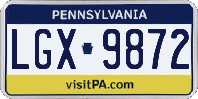 PA license plate LGX9872