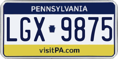 PA license plate LGX9875
