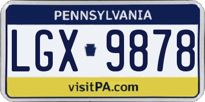 PA license plate LGX9878