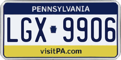 PA license plate LGX9906
