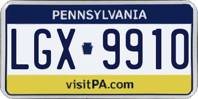 PA license plate LGX9910