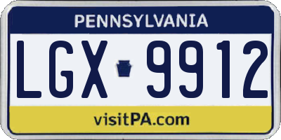 PA license plate LGX9912