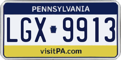 PA license plate LGX9913