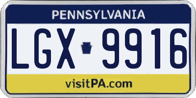 PA license plate LGX9916