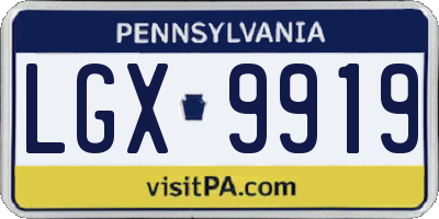 PA license plate LGX9919