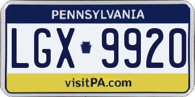 PA license plate LGX9920