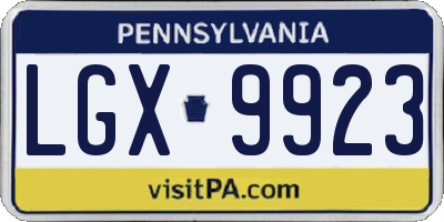 PA license plate LGX9923