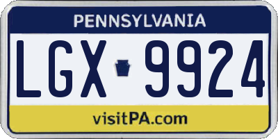 PA license plate LGX9924