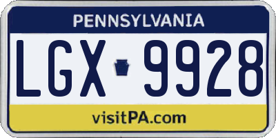 PA license plate LGX9928