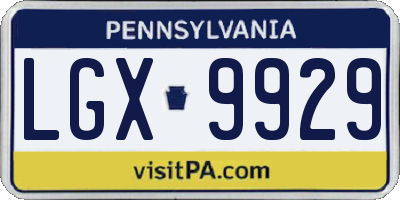 PA license plate LGX9929