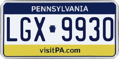 PA license plate LGX9930