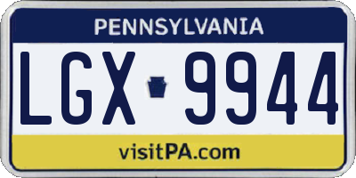 PA license plate LGX9944