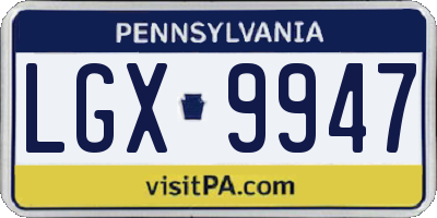 PA license plate LGX9947