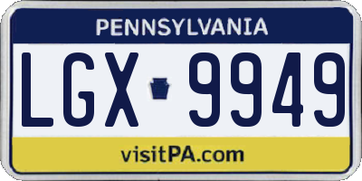 PA license plate LGX9949