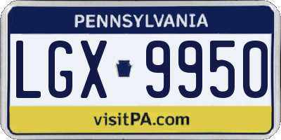 PA license plate LGX9950
