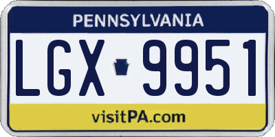 PA license plate LGX9951
