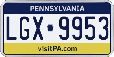 PA license plate LGX9953