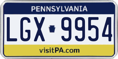 PA license plate LGX9954