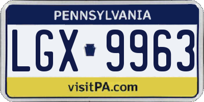 PA license plate LGX9963