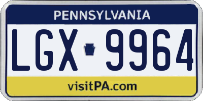 PA license plate LGX9964