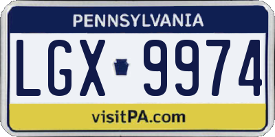 PA license plate LGX9974
