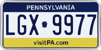 PA license plate LGX9977