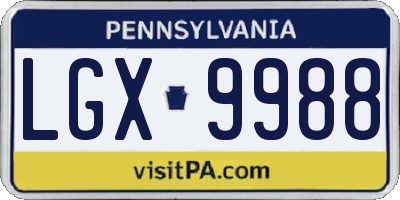 PA license plate LGX9988