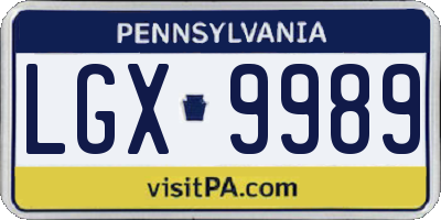 PA license plate LGX9989