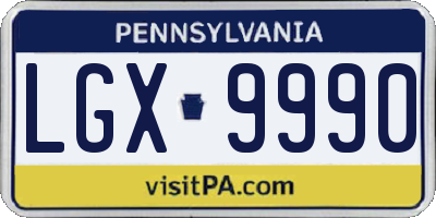 PA license plate LGX9990