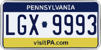 PA license plate LGX9993