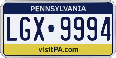 PA license plate LGX9994