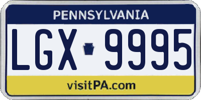 PA license plate LGX9995
