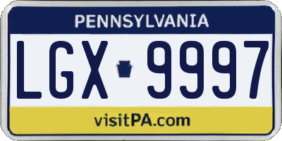 PA license plate LGX9997