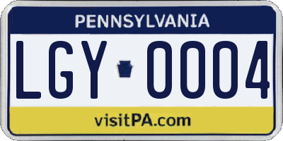 PA license plate LGY0004