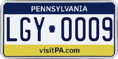 PA license plate LGY0009