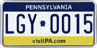 PA license plate LGY0015