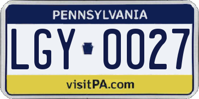 PA license plate LGY0027