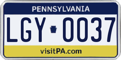 PA license plate LGY0037