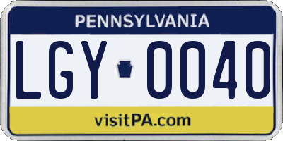 PA license plate LGY0040