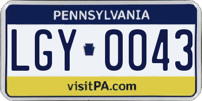 PA license plate LGY0043