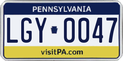 PA license plate LGY0047