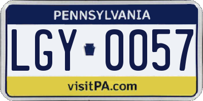 PA license plate LGY0057