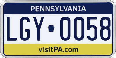 PA license plate LGY0058