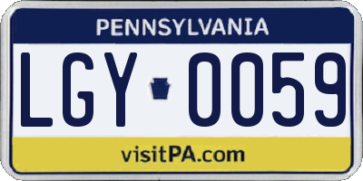 PA license plate LGY0059