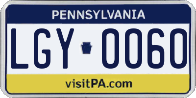PA license plate LGY0060