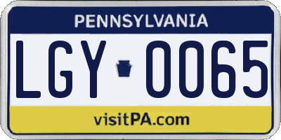 PA license plate LGY0065