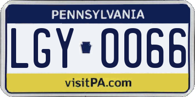 PA license plate LGY0066