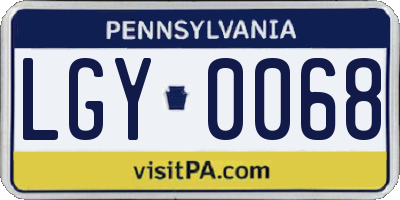 PA license plate LGY0068