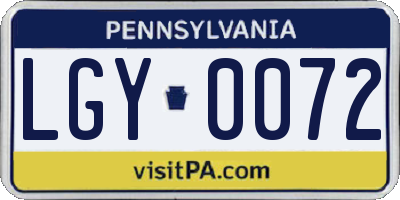 PA license plate LGY0072